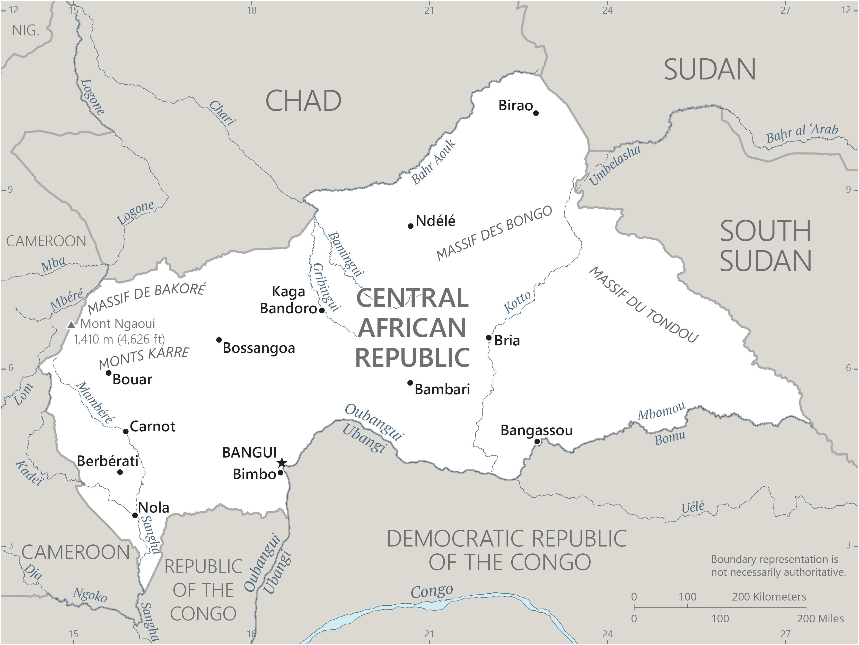 Map of the Central African Republic