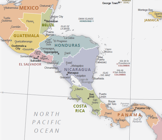 Map of Central America