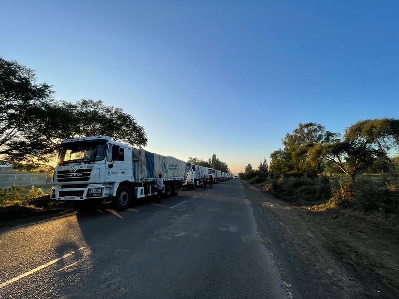 Ethiopia. A WFP convoy leaving Gondar for Mai Tsebri in Tigray 